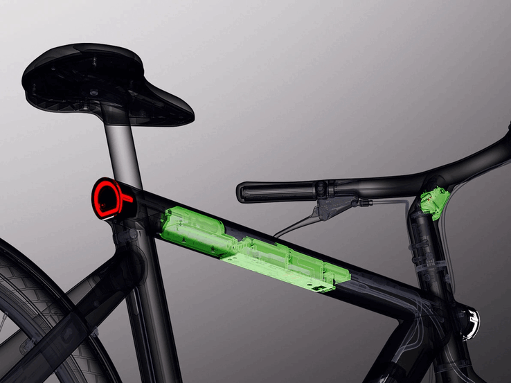 A VanMoof S6 sorozat 487 Wh nem cserélhető akkumulátorral büszkélkedhet (Kép forrása: VanMoof)