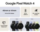 Hivatalos kinézetű Pixel Watch 4 promóciós kép. (Kép forrása: Evan Blass az X-en)