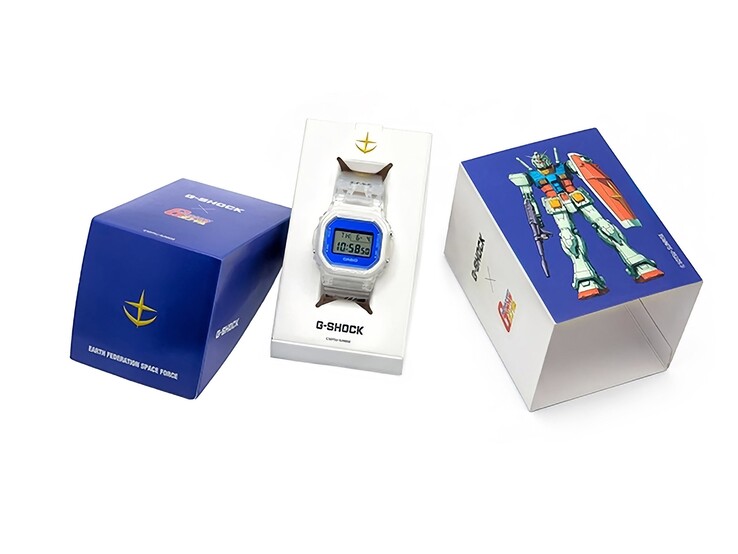 A limitált kiadású óra különleges csomagolásban érkezik, amelyet Gundam-művészeti alkotások és a Földi Föderációs Űrerő márkajelzése díszít.