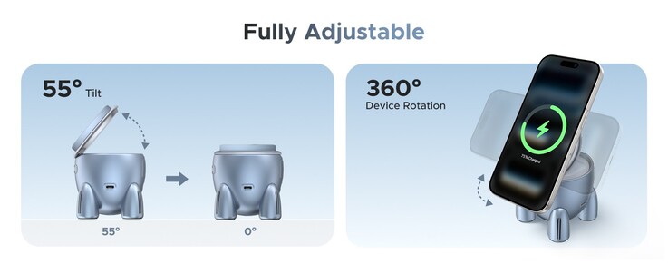 Az Ugreen Uno rakéta alakú töltő képes feltölteni az iPhone-t álló és fekvő helyzetben is. (Kép forrása: Ugreen)