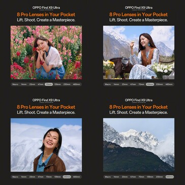 A gyújtótávolságok 14 mm-től 460 mm-ig terjednek.