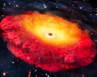 A CAPERS-LRD-z9 galaxis művészi ábrázolása (A kép forrása: Erik Zumalt és a University of Texas at Austin)