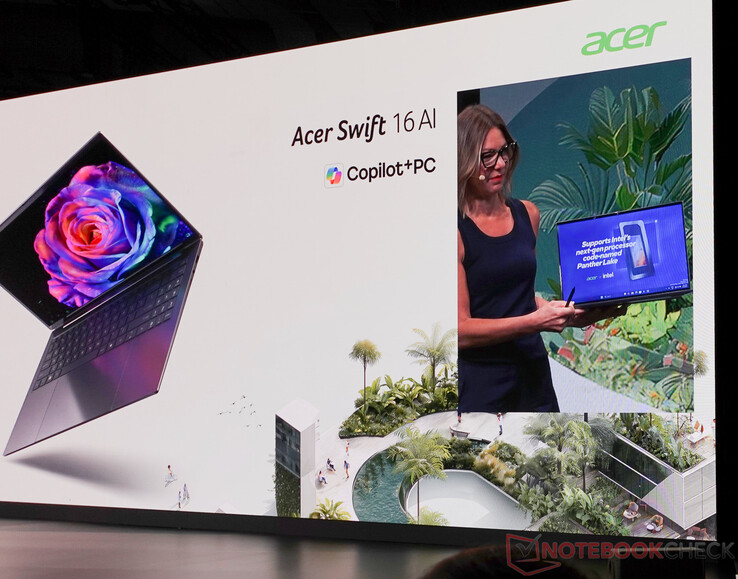 Az Acer Swift 16 AI Intel Panther Lake chipekkel jövőre jelenik meg. (Kép forrása: Notebookcheck)