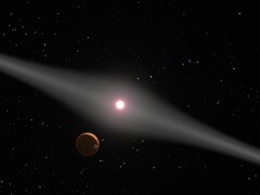 Egy csillagot és egy galaxist ábrázoló illusztráció.