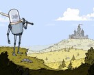 Kép a Feudal Alloy játékból, melyen egy lovag látható akváriumfejjel és egy várral a háttérben. (Kép forrása: Steam)