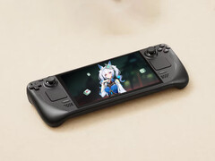 Egy Steam Deck eszköz a Demonic Mahjong borítóképével. (Kép forrása: Valve; szerkesztve)