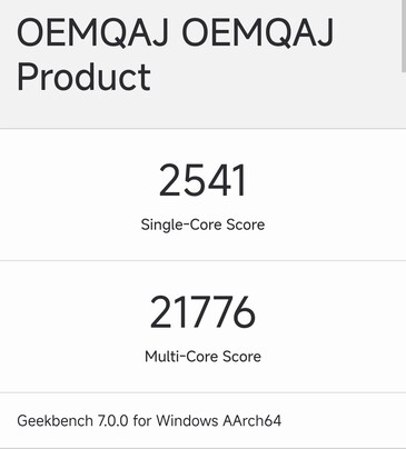 A 18-magos N1X konfiguráció Geekbench-eredménye