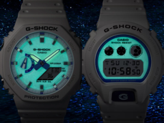 A Casio G-Shock Hidden Glow sorozat fényes megközelítést alkalmaz a fehér és kék esztétikával a lumineszkálák mellett. A képen jobbról balra - Casio DW-6900HDS-7A1 és a Casio GA2100HDS-7A. (Kép forrása: Casio)