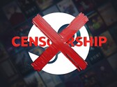 A cenzúraellenes logó a Steam háttere felett (Kép forrása: Valve, szerkesztve)