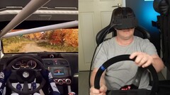 Egy kép a YouTuberről, amint a fejet teszteli a szimulátoros versenyzésben (Kép forrása: CNCDan; kivágott képernyőfotó)
