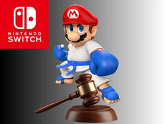 A harcoló Mario a bírói kalapács felett látható (Kép forrása: Nintendo of America szerkesztéssel)