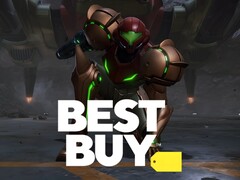 Samus a Metroid Prime 4: Beyondból a Best Buy logójával (Kép forrása: Nintendo of America, Best Buy szerkesztéssel)