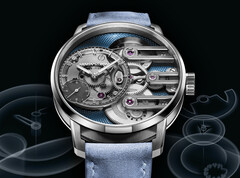 Az Armin Strom Gravity Equal Force Ultimate Sapphire Blue (a képen) 41 mm-es rozsdamentes acél tokkal rendelkezik, amely egy átlátszó zafír számlapot tartalmaz. (Kép forrása: Armin Strom)