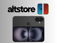 AltStore és meloNX logók az iPhone 16 felett (Kép forrása: Apple, AltStore, meloNX szerkesztéssel)
