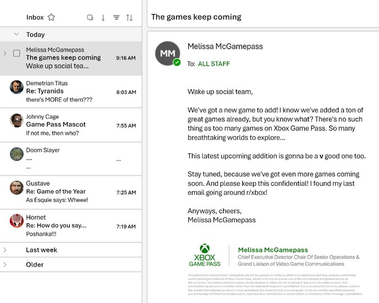 Megrendezett e-mail az Xbox-tól. 