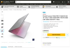 Lenovo Yoga Pro 9 RTX 5060 kiszivárgott kiskereskedelmi lista. (Kép forrása: Globaldata)