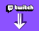 Twitch logó, alatta a lefelé mutató nyíl (Kép forrása: Twitch szerkesztéssel)