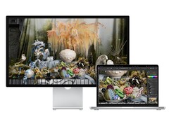 Az eredeti Studio Display renderelése egy MacBookkal együtt használva. (Kép forrása: Apple)