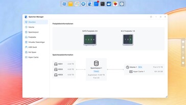 A Storage Manager segítségével könnyedén kezelhetők a RAID-tárolópoolok, az SSD-gyorsítótárak és az USB-merevlemezek.