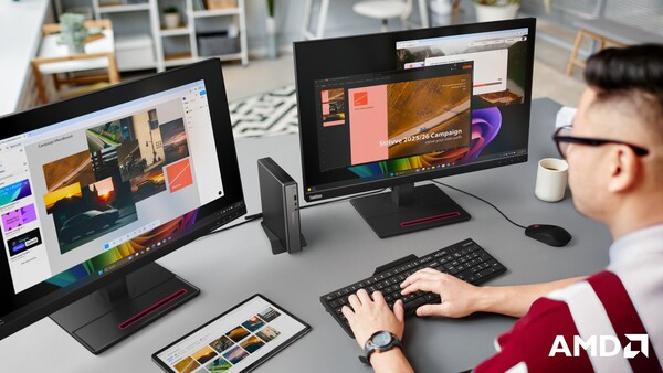 A Lenovo ThinkCentre neo 55q Gen 6 akár három monitorhoz is csatlakoztatható. (Kép forrása: Lenovo)