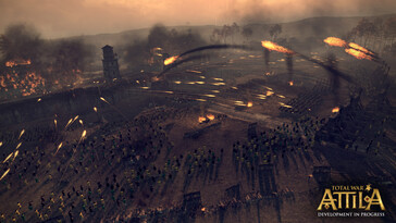 A Total War: Attila című játékból származó kép, amelyen egy csata és számos katona látható.