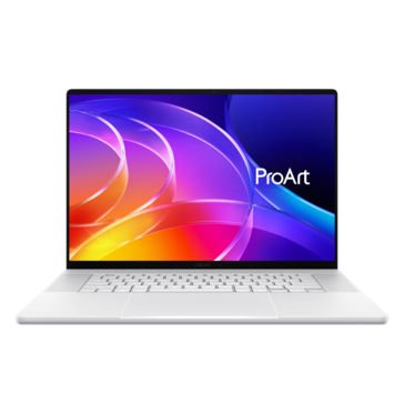 Az Asus ProArt P16 fehér színben, elölnézetből