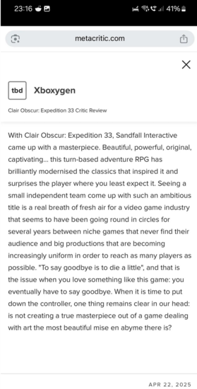 Clair Obscur: Expedition 33 kritika kiszivárgott a Metacritic-en (Kép forrása: Clair Obscur: Expedition 33 subreddit)