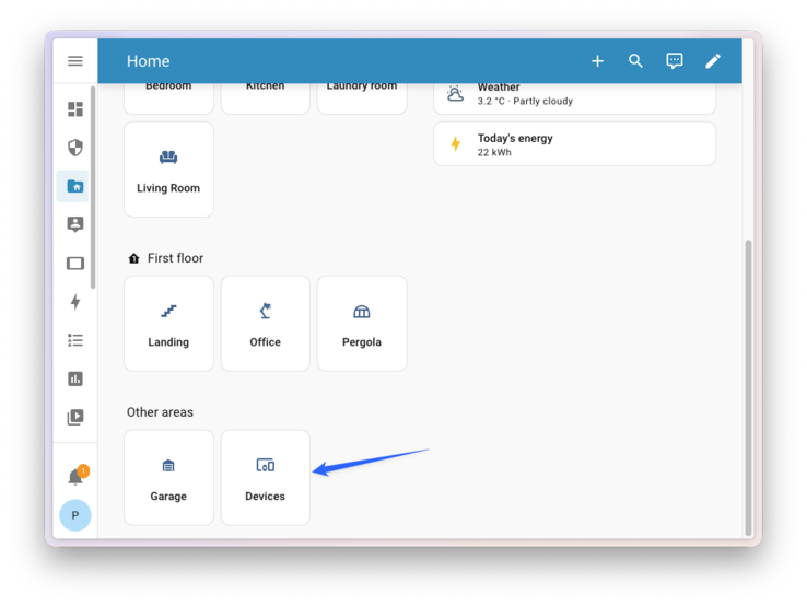Van egy új Eszközök oldal a Home Assistant 2026.1-gyel. (Kép forrása: Home Assistant)
