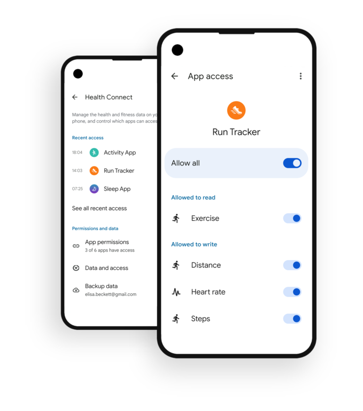 A felhasználók a Health Connect mobil műszerfalon keresztül tudják majd kezelni a Garmin integrációt. (Kép forrása: Google)