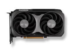 A Radeon RX 9060 XT GPU művészi renderelése. (Kép forrása: AMD)