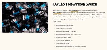OwLabs Nova HE kapcsoló specifikációi
