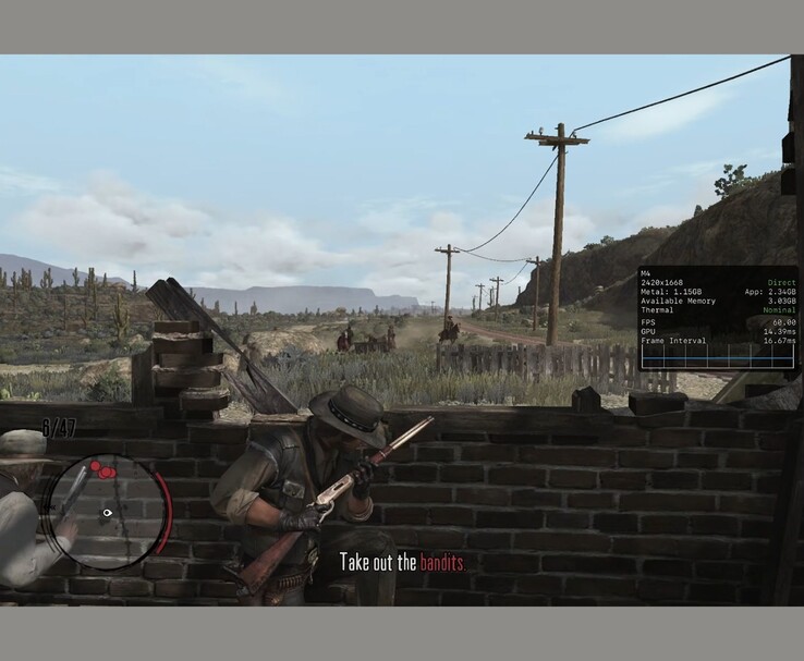 Red Dead Redemption fut egy iPad Pro-n, a Metal performance HUD 60 fps kimenetet mutat (Kép forrása: MrMacRight via YouTube)