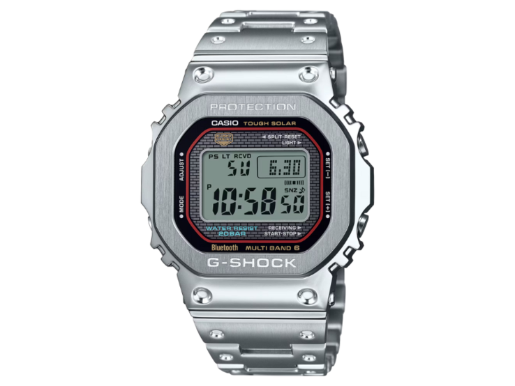 A pletykált Casio G-Shock GMW-B5000D Orange Line óra várhatóan hasonló lesz a GMW-B5000D-1C piros vonalas órához (fent). (Kép forrása: Casio)