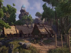 Egy kép, amely az Elex című játékban szereplő falut ábrázolja; a játék jelenleg a Steam-en kapható.